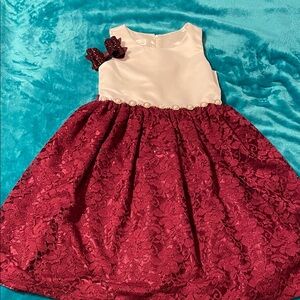 American Princess Burgundy and Cream Formal Dress with bow included